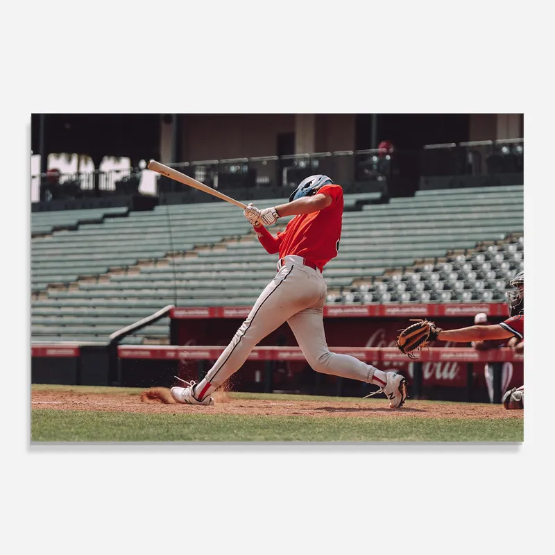 Sonderangebot Glasbild Red Tshirt Baseball Player