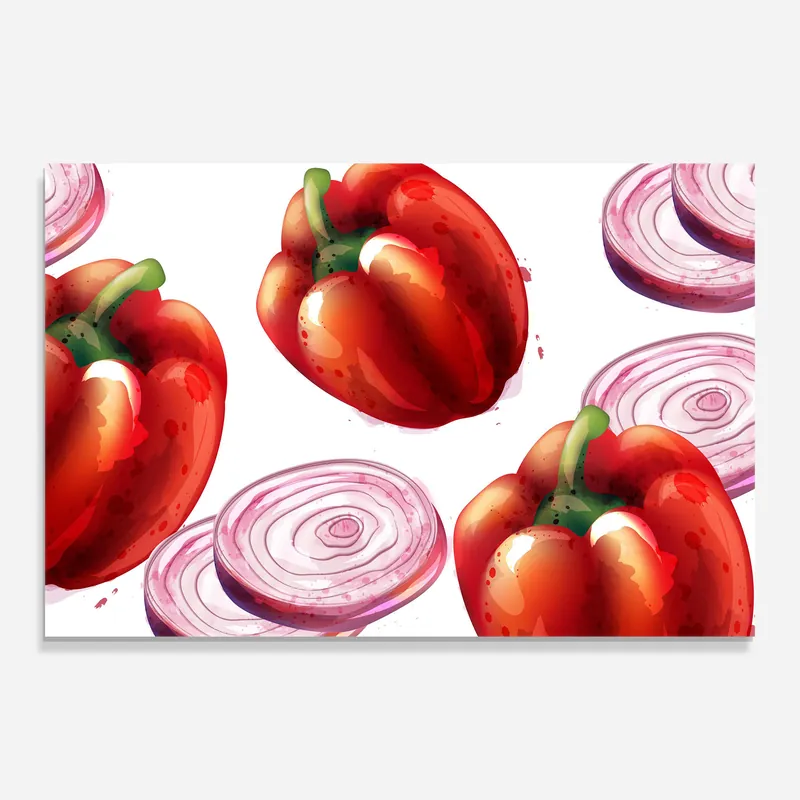Heißes Angebot Glasbild Onion Bellpepper