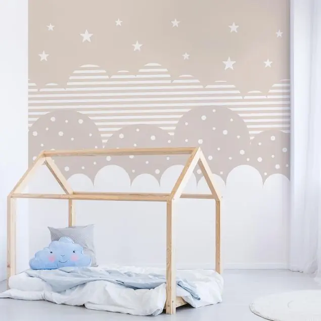 Wolken und Sterne - beige Fototapete • Vliestapete + Kleister • hergestellt in Deutschland Neu Im Sortiment