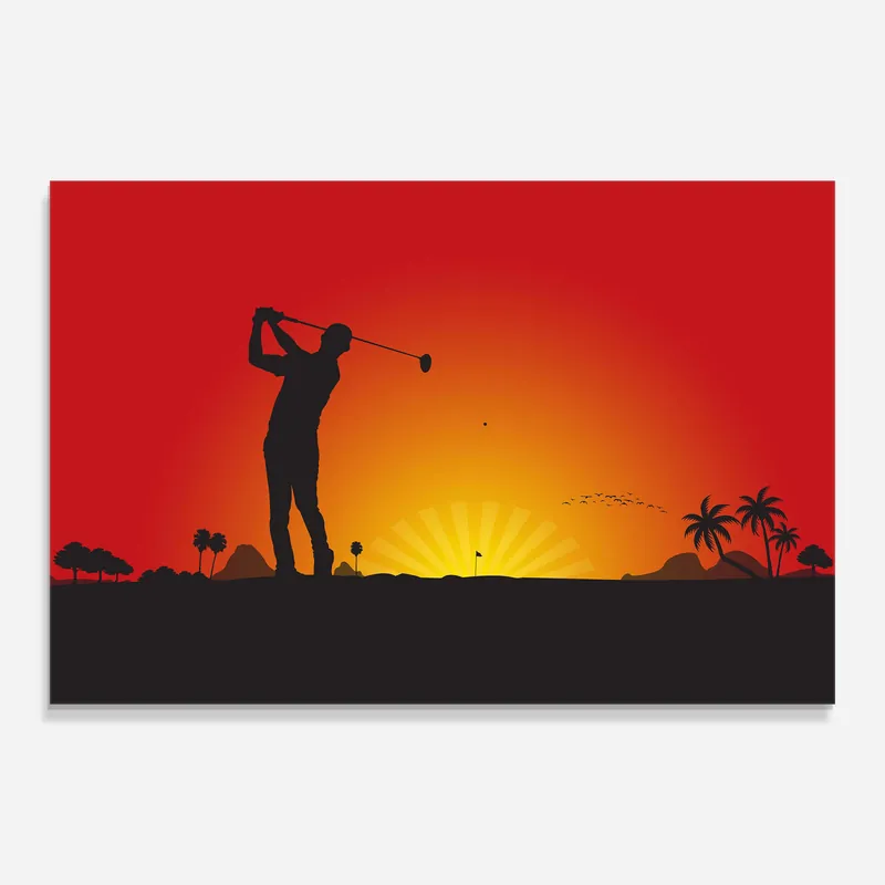 Glasbild Golf Sunset Markenprodukt