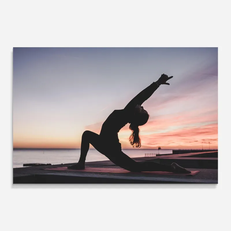 Preisknaller Glasbild Purple Sky Yoga