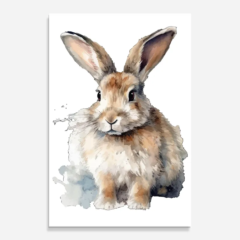 Glasbild Watercolor Cute Bunny Highlight
