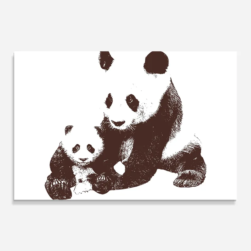 Schneller Versand Glasbild Panda Art Family