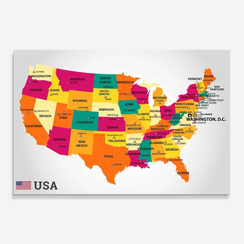 Beliebt Glasbild Usa Map