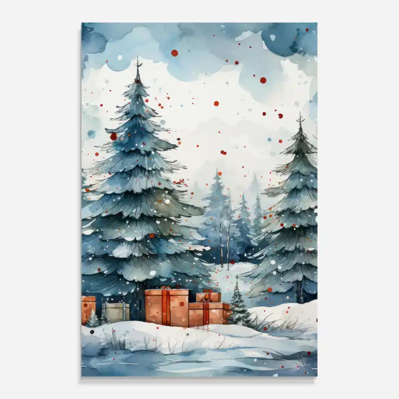 Glasbild Watercolor Christmas Wochenendangebot