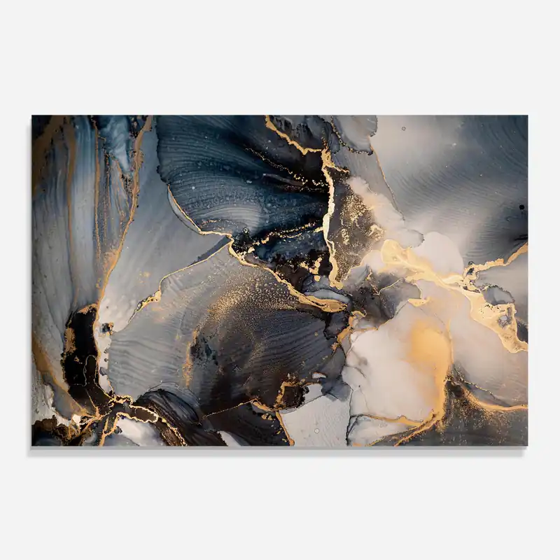 Kostenfreie Lieferung Küchenrückwand Glas Golden Abstract Marble