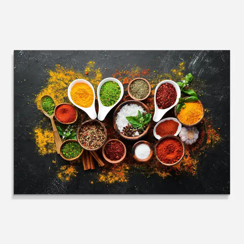 Billig Küchenrückwand Glas Colorful Herbs Spices