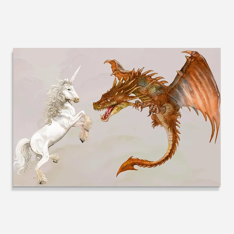 Jetzt Bestellen Glasbild Unicorn And Dragon
