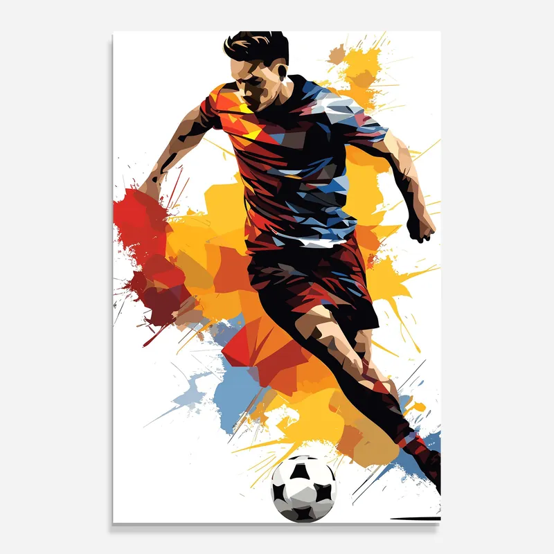 Glasbild Yellow Paint Football Abverkauf