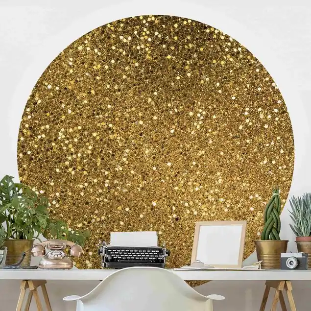 Glitzer Konfetti in Gold Runde Mustertapete Solange Der Vorrat Reicht