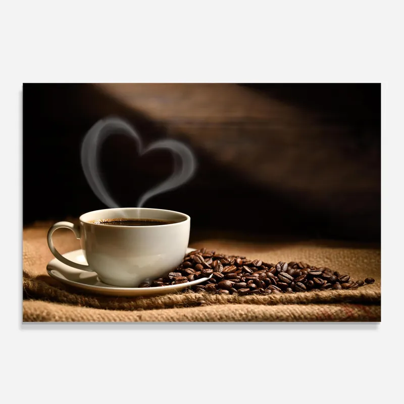 Sonderangebot Küchenrückwand Glas Heart Coffee Smoke