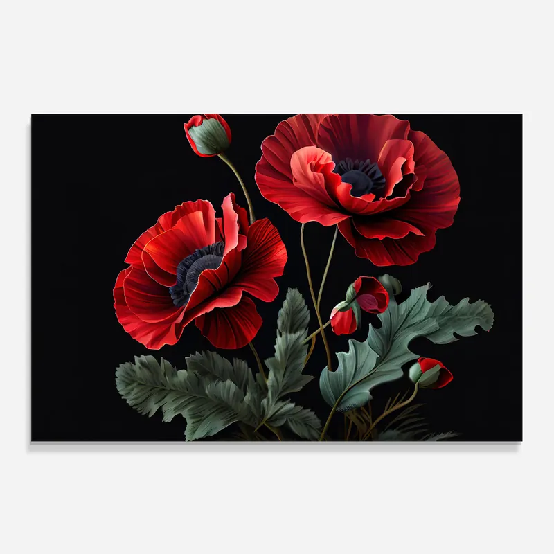 Nur Für Kurze Zeit Küchenrückwand Glas Poppy On Black