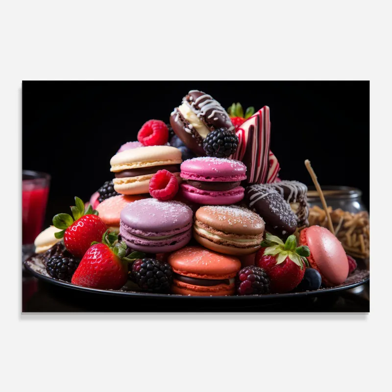 Neuheit Küchenrückwand Glas Berries Macarons