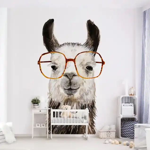 Geprüft Hippes Lama mit Brille IV Fototapete • Vliestapete + Kleister • hergestellt in Deutschland
