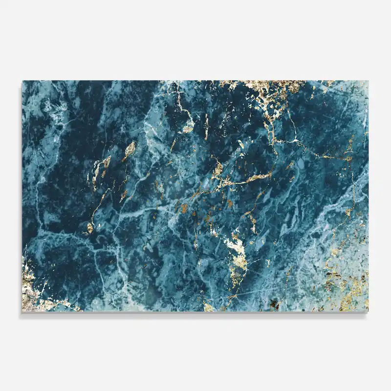 Küchenrückwand Glas Blue Gold Marble Neu