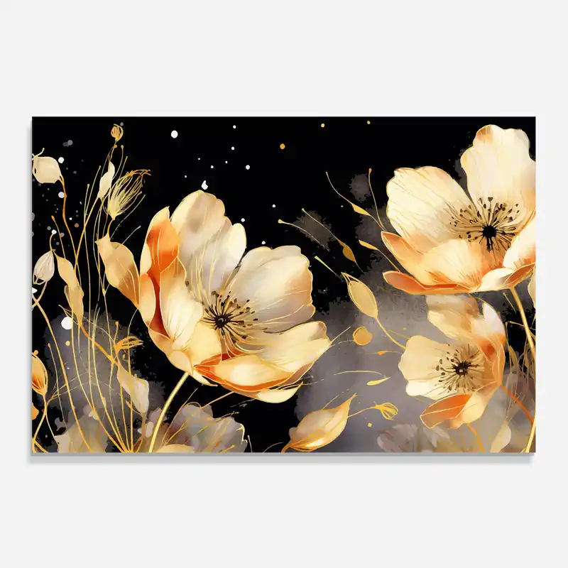 Preiswert Küchenrückwand Glas Gold Poppy Black