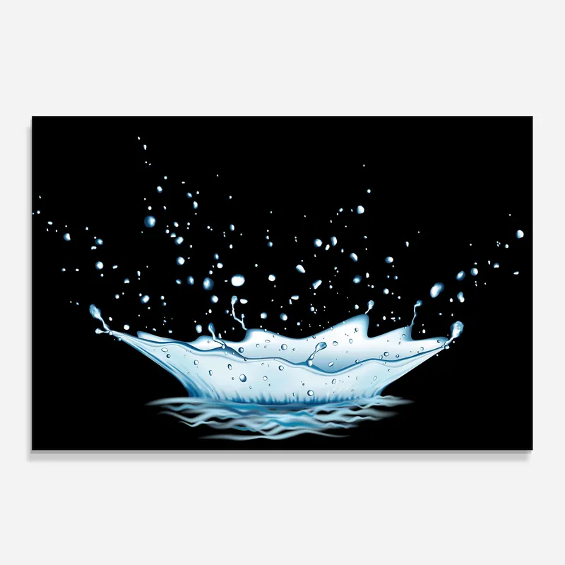 Markenware Küchenrückwand Glas Water Splash On Black