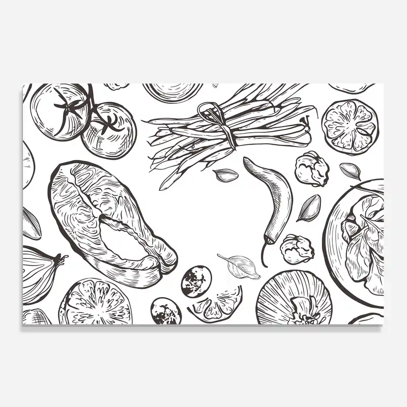 Küchenrückwand Glas Grey Line Food Sonderaktion