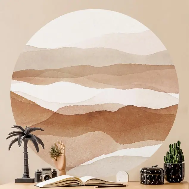 Aquarell Landschaft Sandberge Runde Fototapete Neue Ware