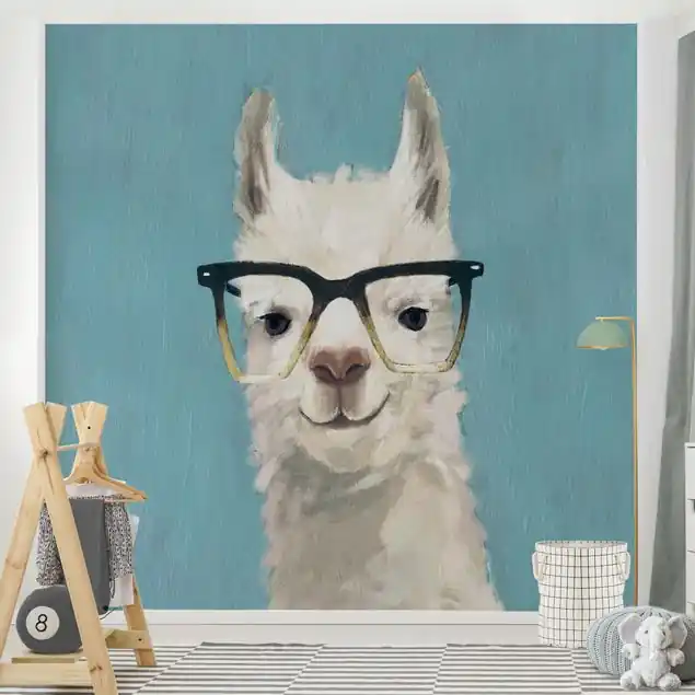 Lama mit Brille IV Fototapete • Vliestapete + Kleister • hergestellt in Deutschland Sonderangebot