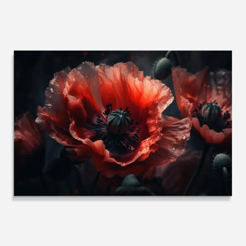 Gratis Versand Küchenrückwand Glas Dark Shade Poppy