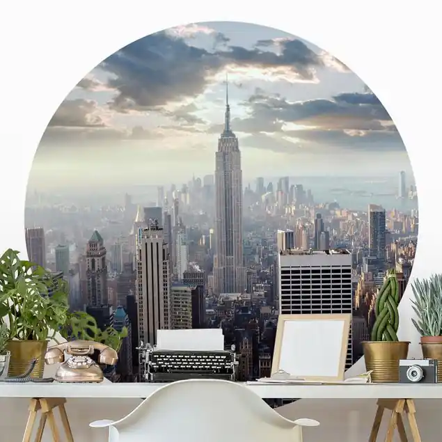 Sonnenaufgang in New York Runde Fototapete Top-Angebot