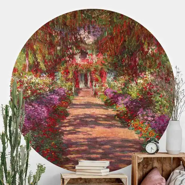 Preisreduziert Claude Monet - Weg in Monets Garten in Giverny Runde Fototapete