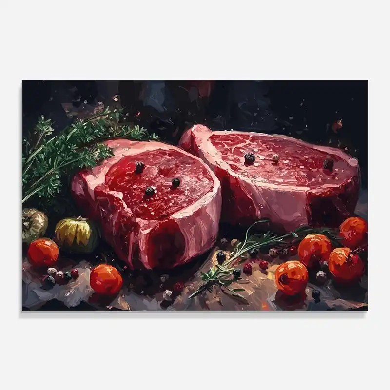 Top-Angebot Küchenrückwand Glas Meat With Tomatoes