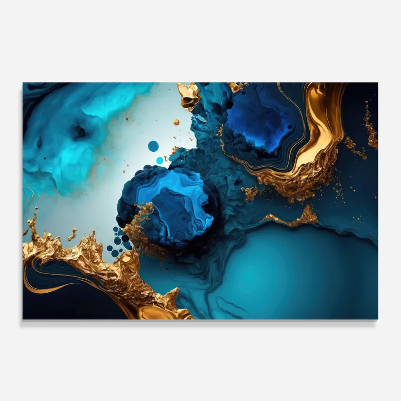 Küchenrückwand Glas Blue Gold Wave Billig