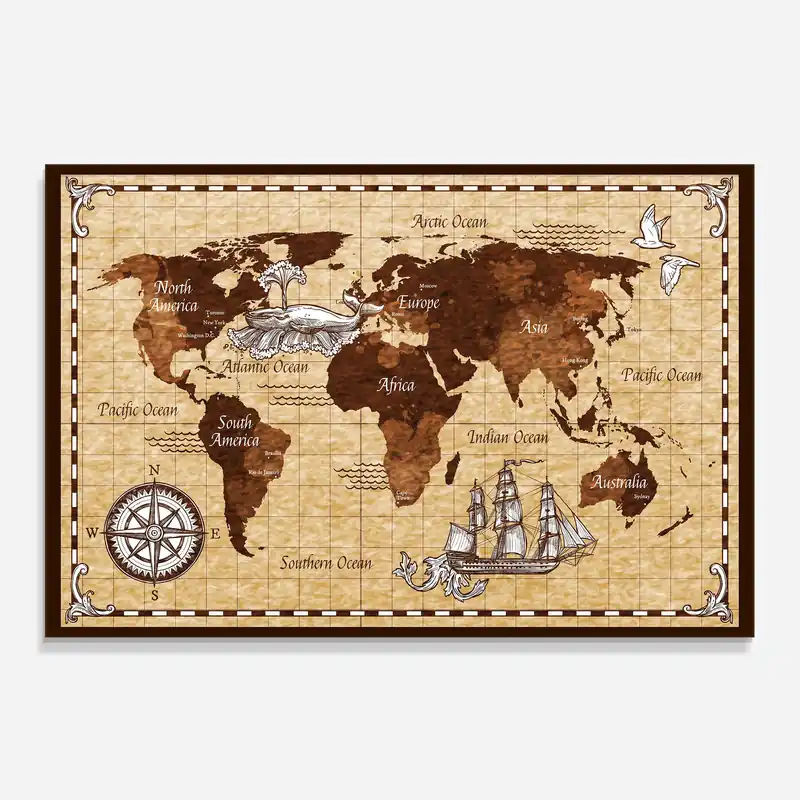 Versand Am Gleichen Tag Küchenrückwand Glas Brown Old Map