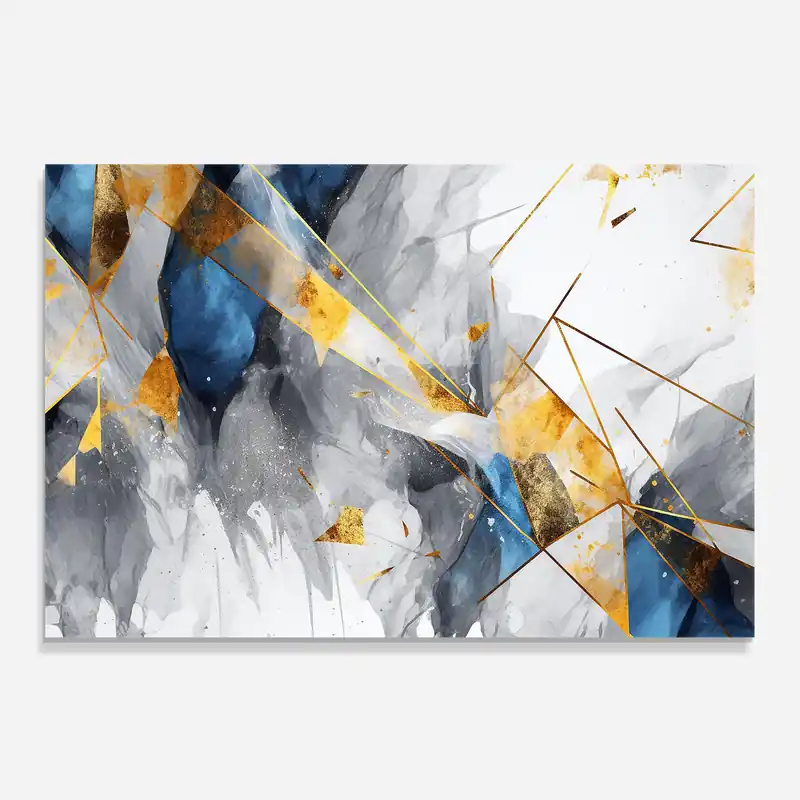 Direktkauf Küchenrückwand Glas Abstract Gold Blue Pattern