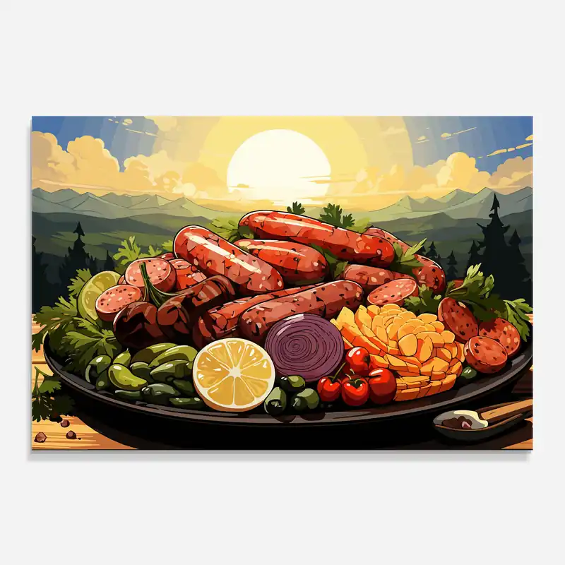 Angebot Küchenrückwand Glas Sunset Sousages