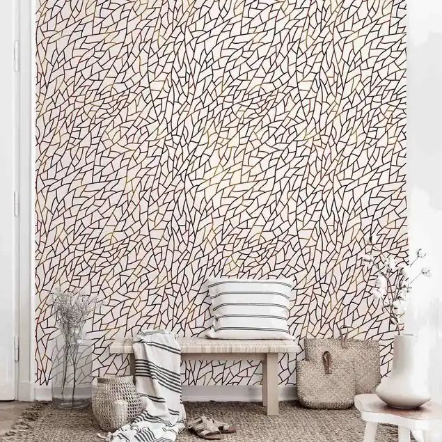 Angebot Mosaiklinien Muster Braun Gold Fototapete • Vliestapete + Kleister • hergestellt in Deutschland