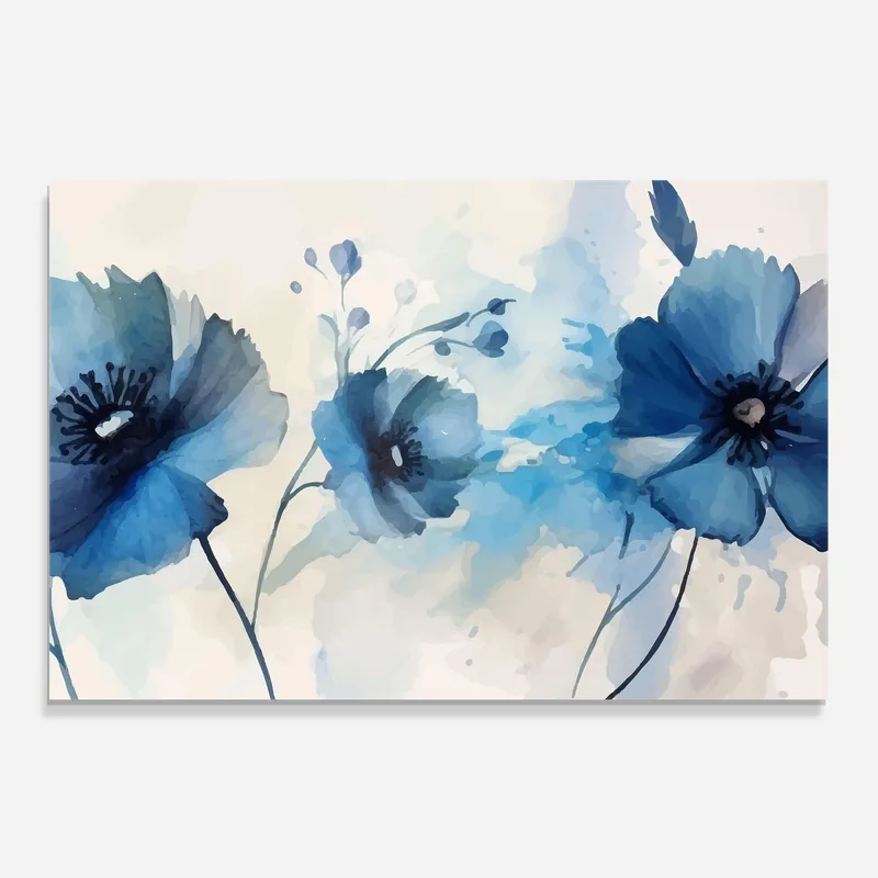 Küchenrückwand Glas Blue Poppies Neuheit