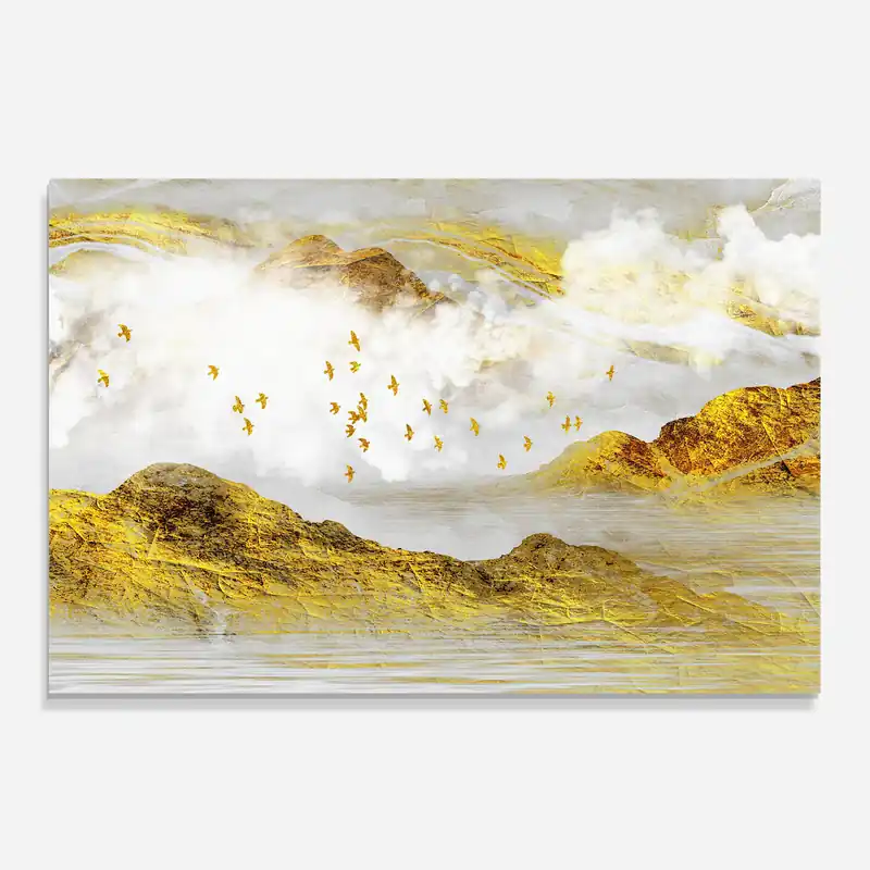 Bestseller Küchenrückwand Glas Gold Mountains Abstract