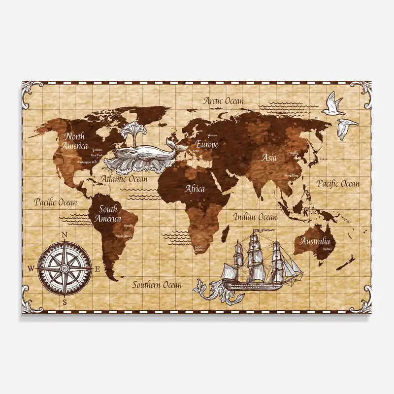 Küchenrückwand Glas Pirate World Map Neu