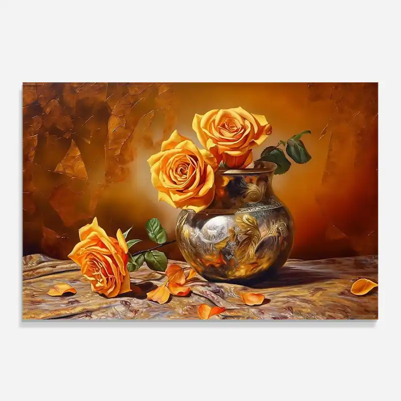 Must-Have Küchenrückwand Glas Orange Roses Vase