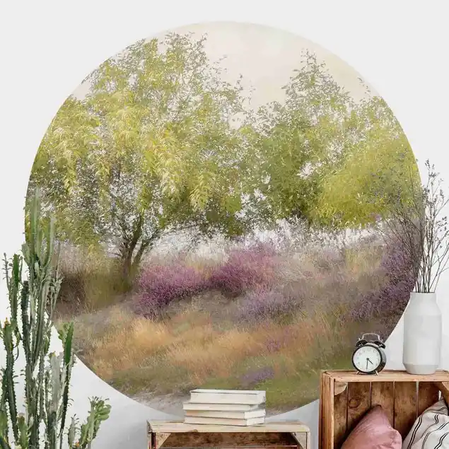 Neue Kollektion Verträumter Baum im Sommer Runde Fototapete