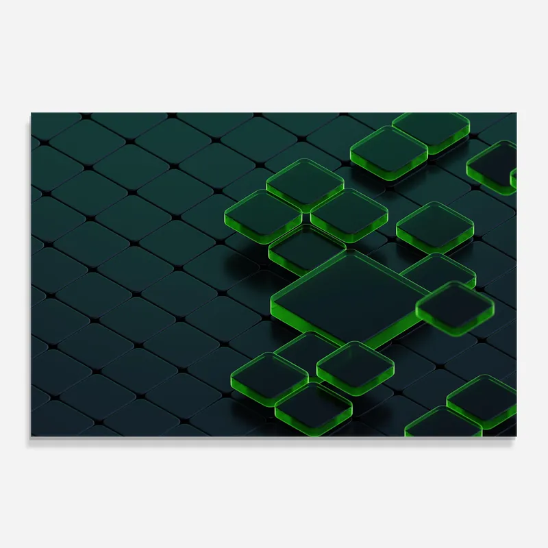 Rabatt Küchenrückwand Glas Green Square Floating