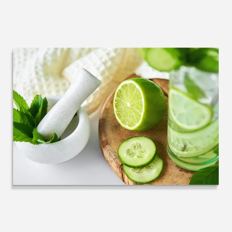 Direktkauf Küchenrückwand Glas Detox Drink Lemonade