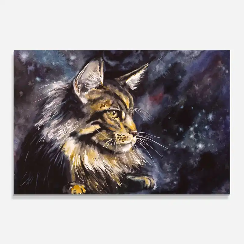 Neue Ware Küchenrückwand Glas Cat Watercolor Art