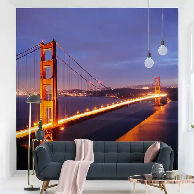 Golden Gate Bridge bei Nacht Fototapete • Vliestapete + Kleister • hergestellt in Deutschland Preisknaller