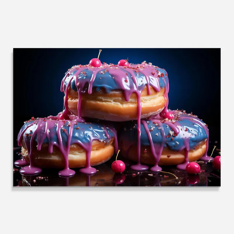 Finale Aktion Küchenrückwand Glas Blue Pink Donuts