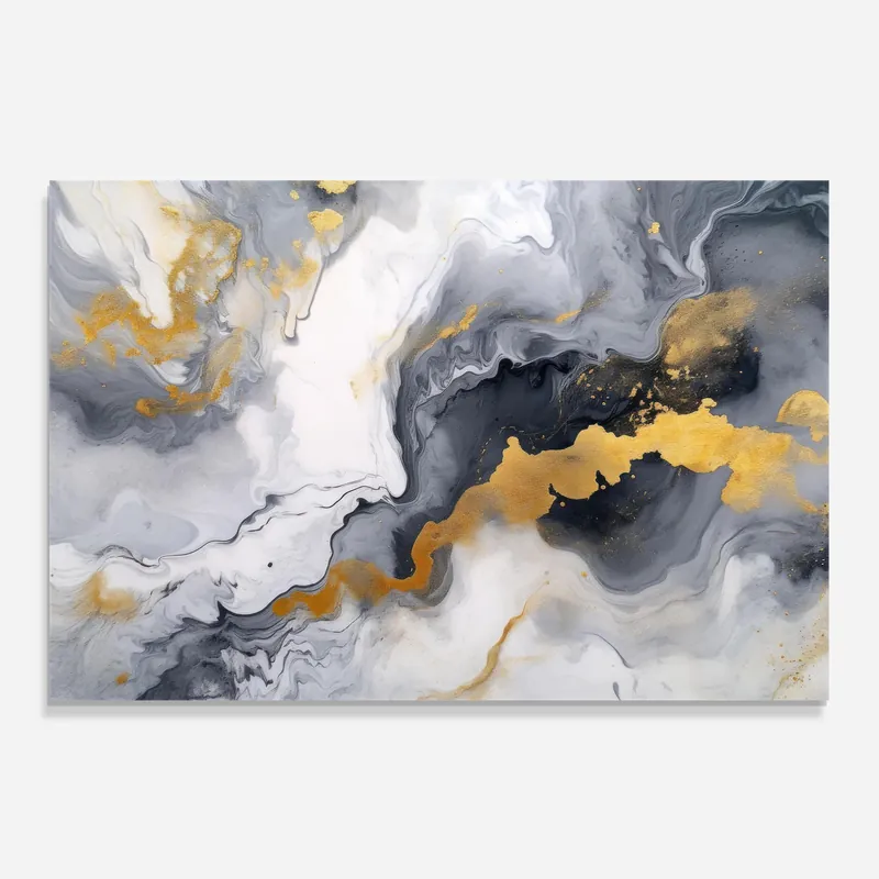Highlight Küchenrückwand Glas Gold Grey Liquid Marble