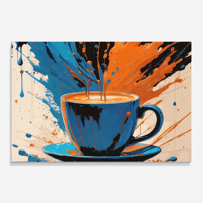 Küchenrückwand Glas Coffee Blue Orange Sonderaktion