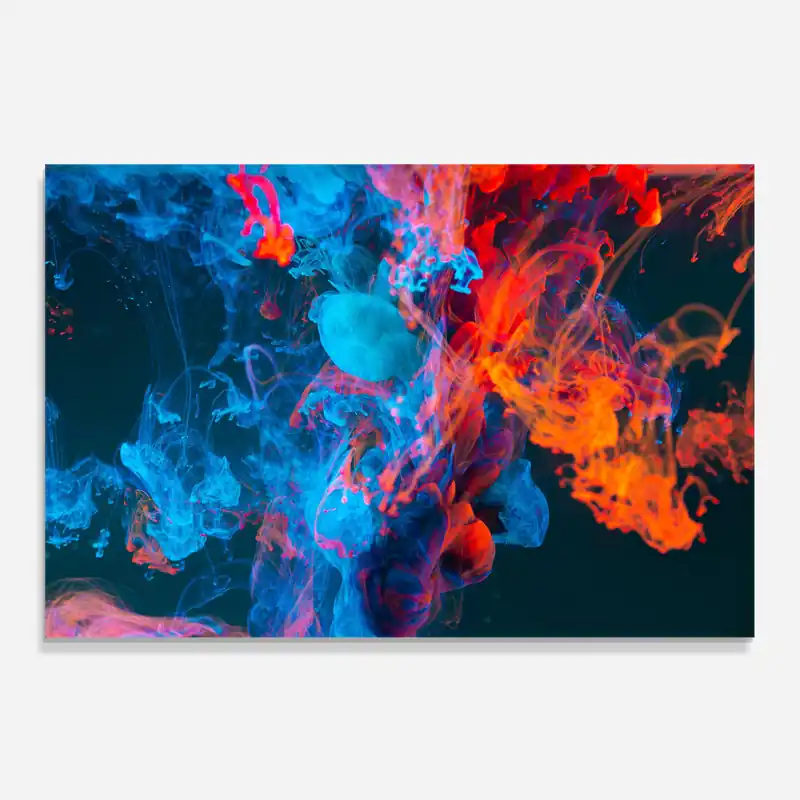 Küchenrückwand Glas Abstract Blue And Red Must-Have