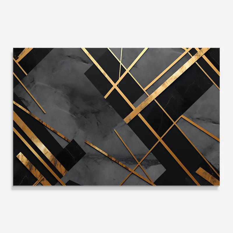 Sale Küchenrückwand Glas Grey Painting With Gold Lines