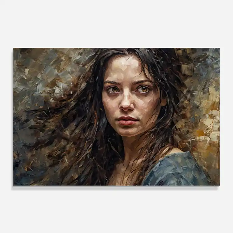 Markenware Küchenrückwand Glas Darkhaired Woman Portrait