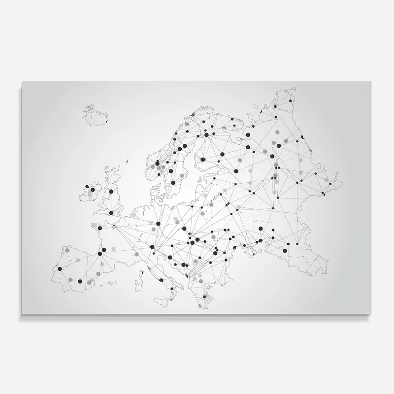 Markenware Küchenrückwand Glas Europe Line Map