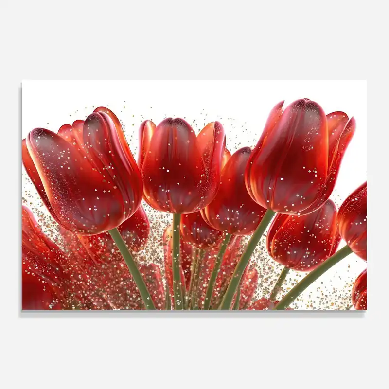 Küchenrückwand Glas Glitter Red Tulips Neue Ware